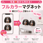 【フルカラーマグネット】顔だけ3㎝　2個セット - ちょこんとフィギュア