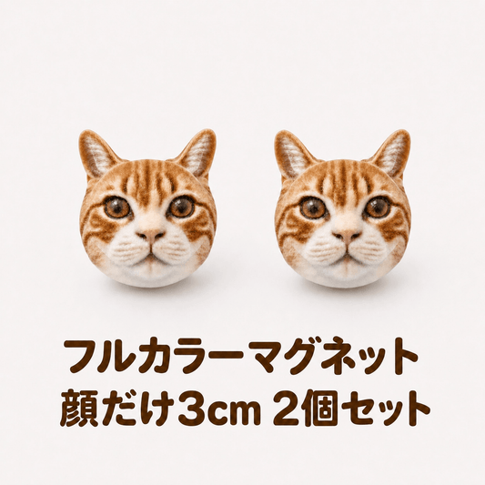 【フルカラーマグネット】顔だけ3㎝　2個セット - ちょこんとフィギュア